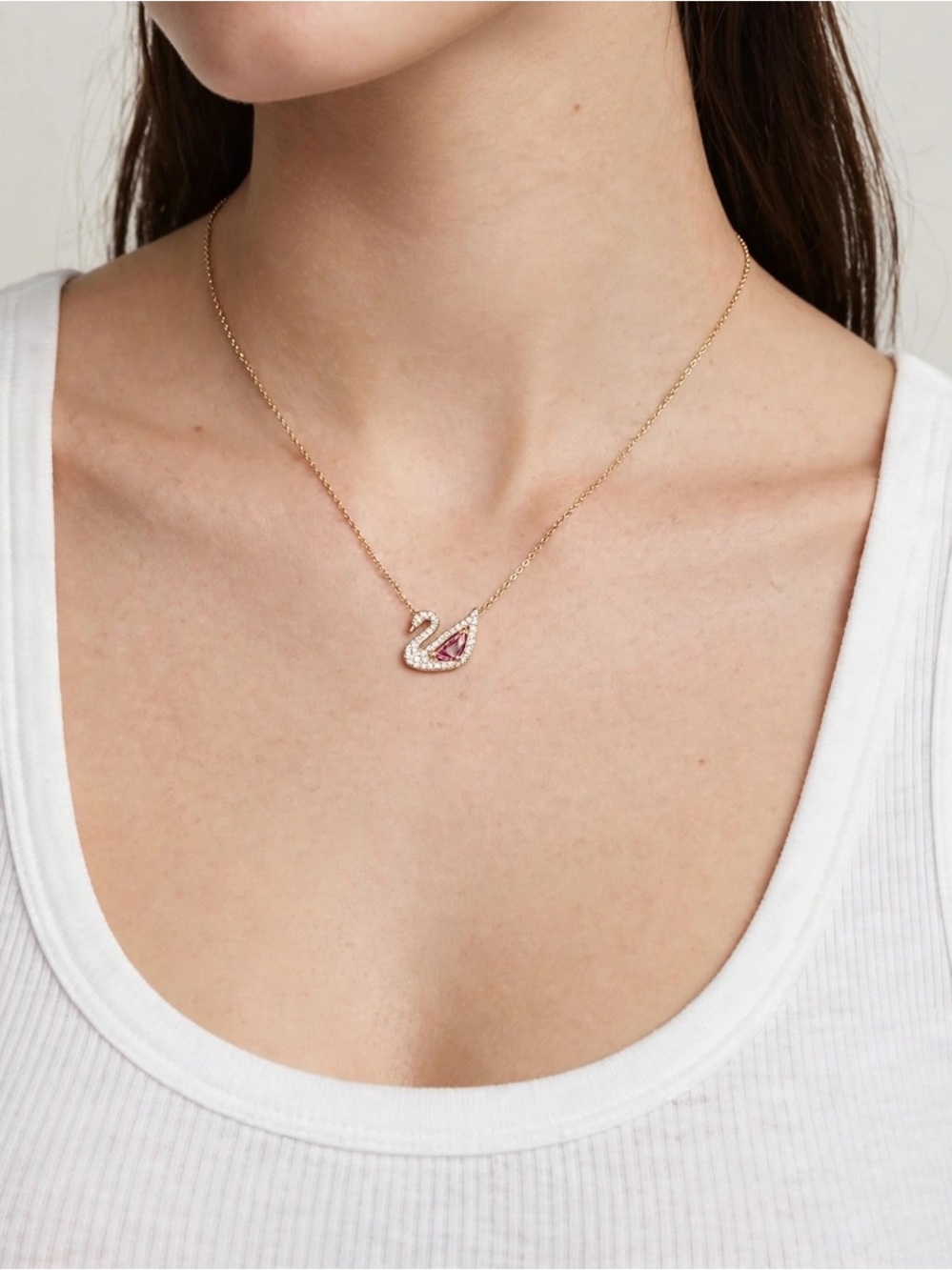 Champagne Gold Dazzling Swan/Pink CZ stone Pave Accent